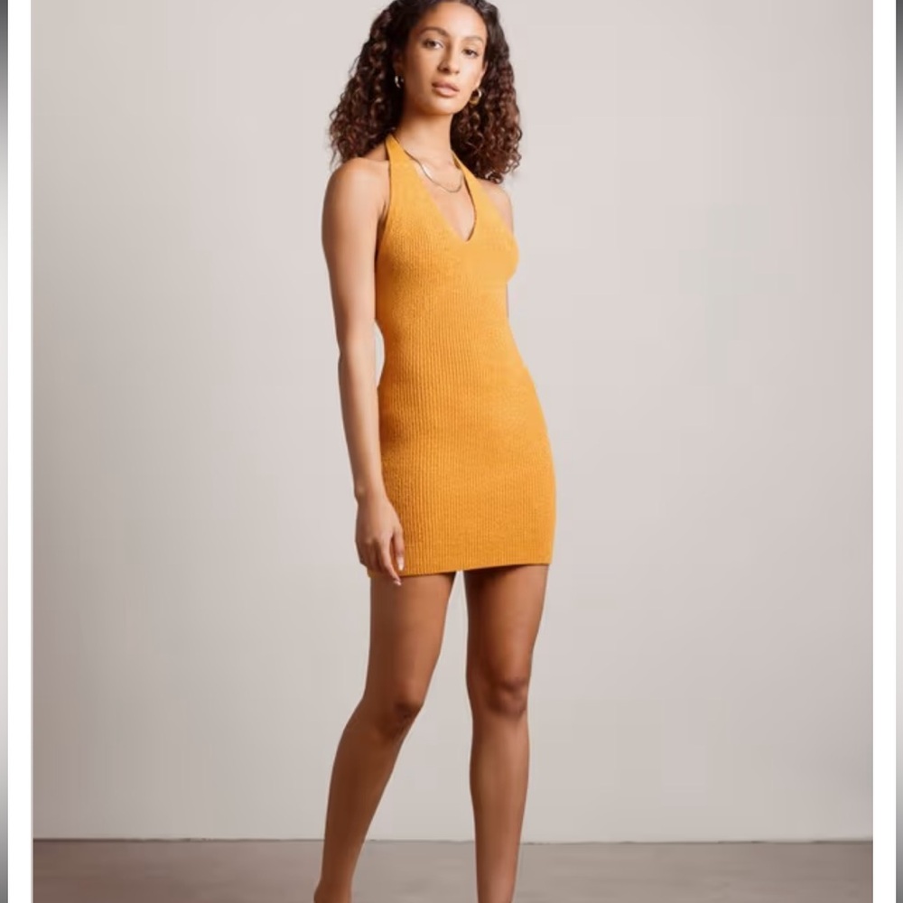 Halter Ribbed knit bodycon mini dress